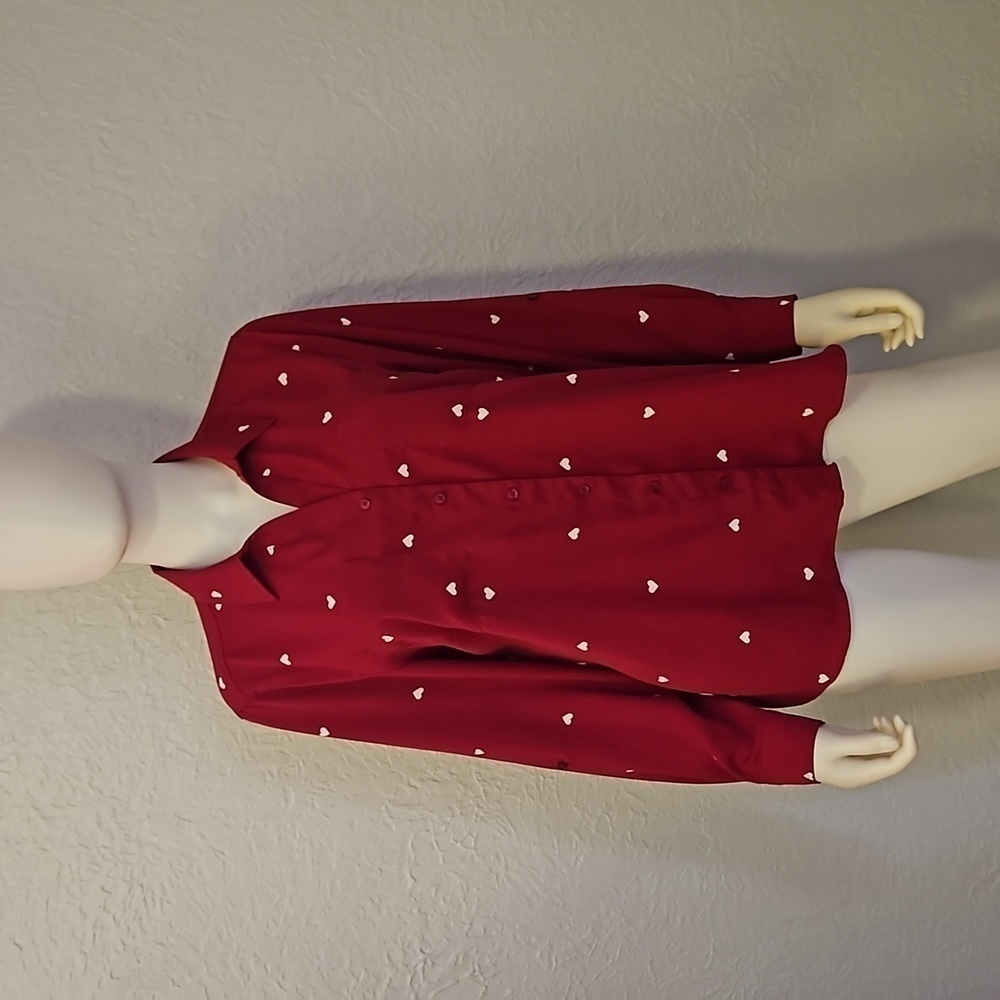 Talbots Heart Fuscia Button Down Long-Sleeve Shirt - image 3